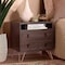 Baxton Studio Glover Modern Dark Brown Finished Wood and Rose Gold-Tone Finished Metal 2-Drawer Nightstand 179-11220-Zoro - alternate 6